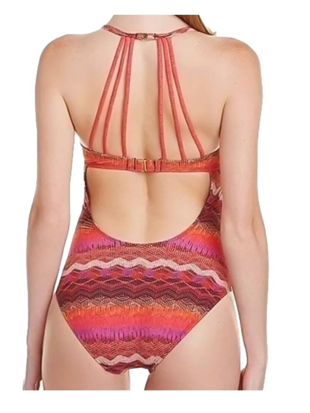 La Blanca Striped Abstract Print One Piece Swimsuit, 16
